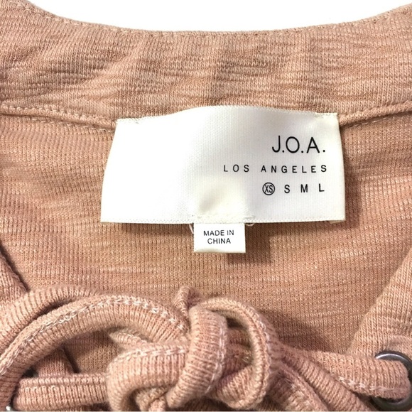 J.O.A. Off Shoulder Peach Top Lace Up Front - Picture 8 of 12
